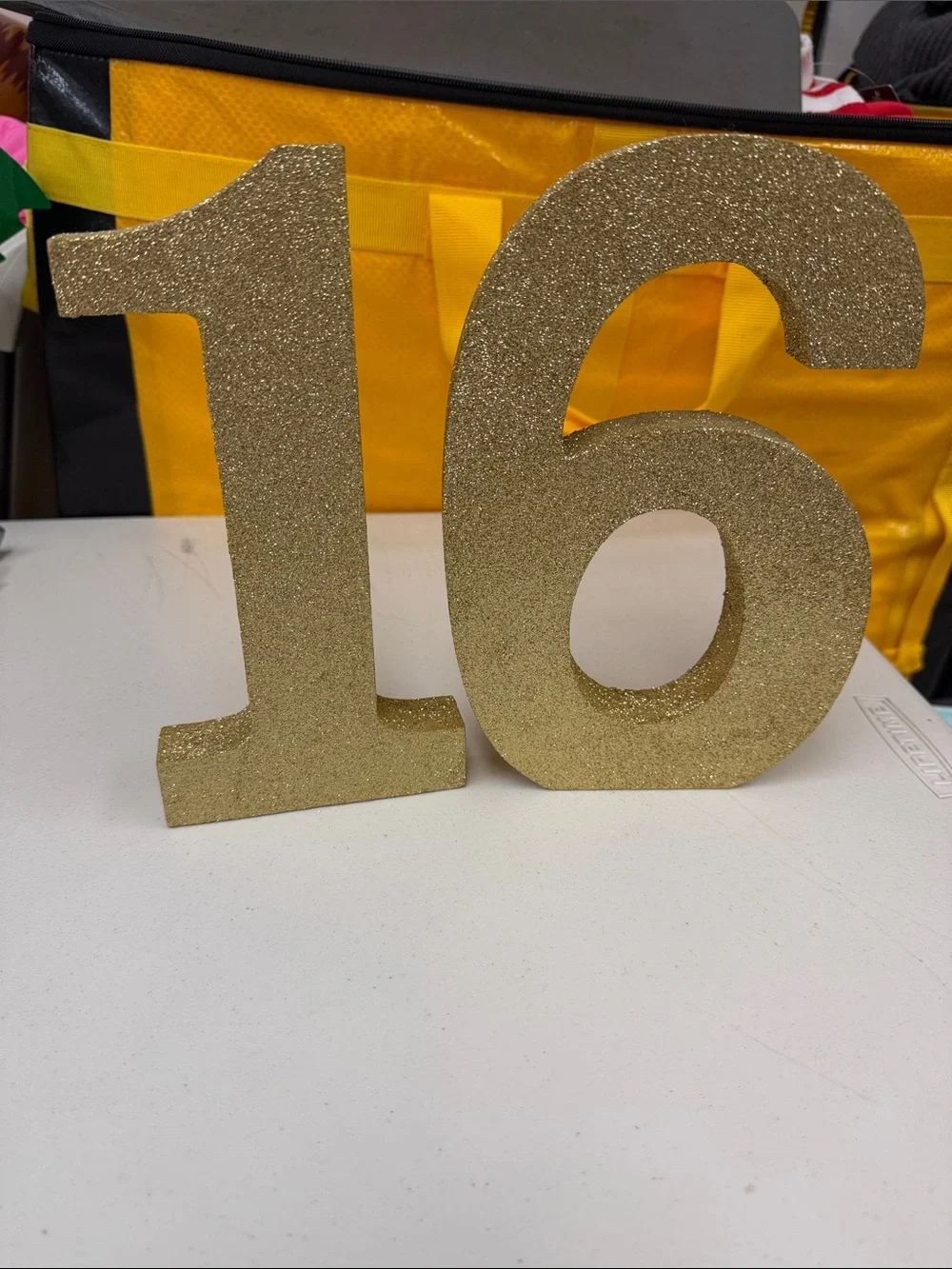 Gold Glitter Number 16 Table Decor Party Accent wood decor for hanging standing